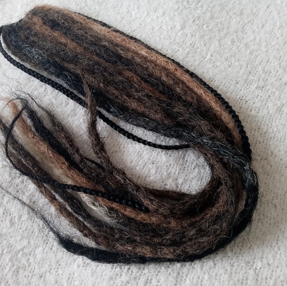 Black brown handmade Ombre tie on loc extensions - Picture 7 of 13